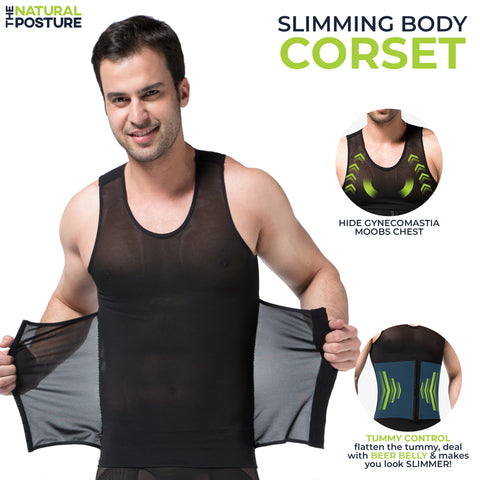 MENS SLIMMING Body Shaper VEST Slim Chest Belly Boobs Compression T-Shirt  Corset