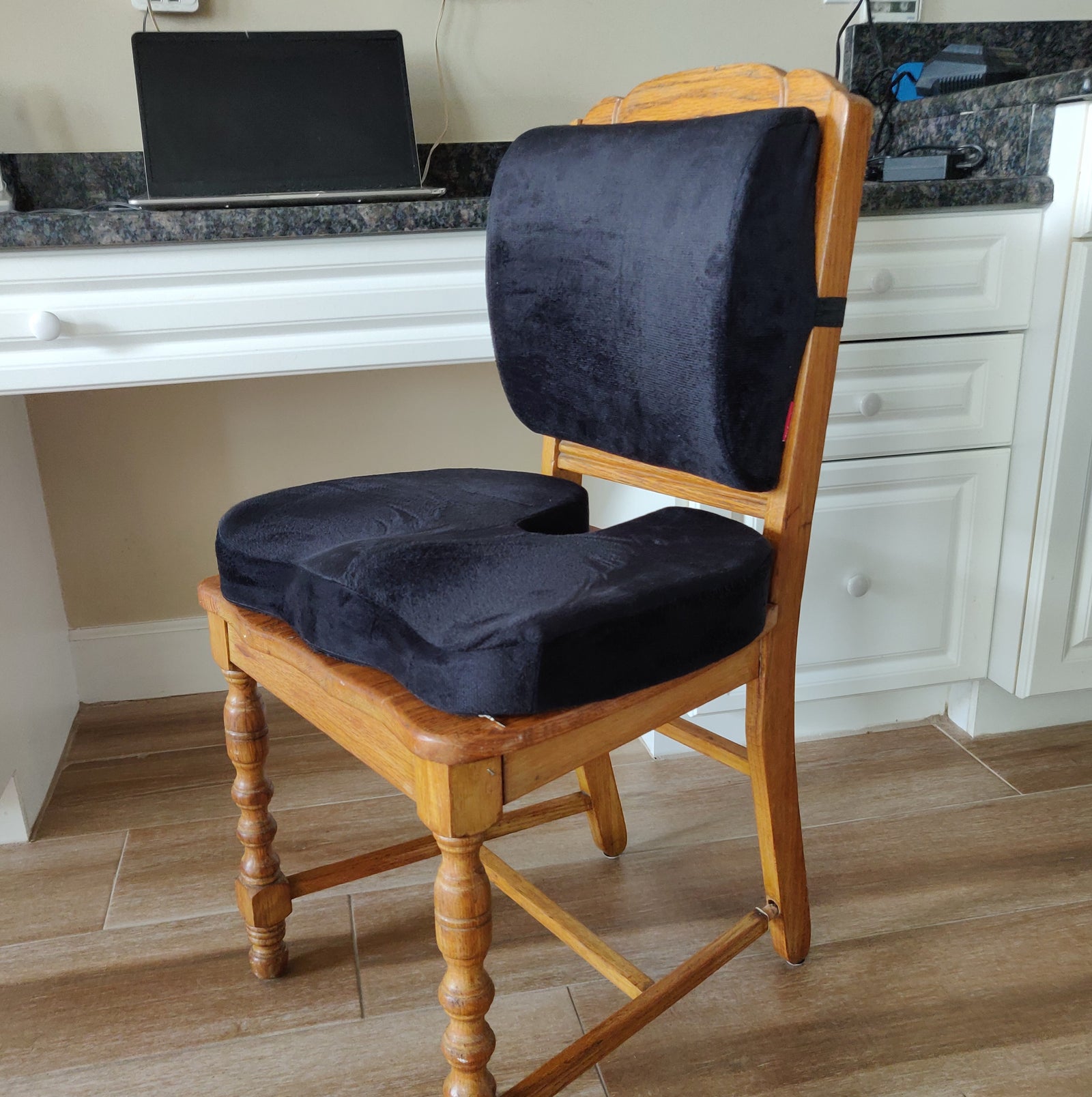 Orthopedic Comfort Memory Foam Coccyx Seat Pad and Back Support Set - The Natural Posture