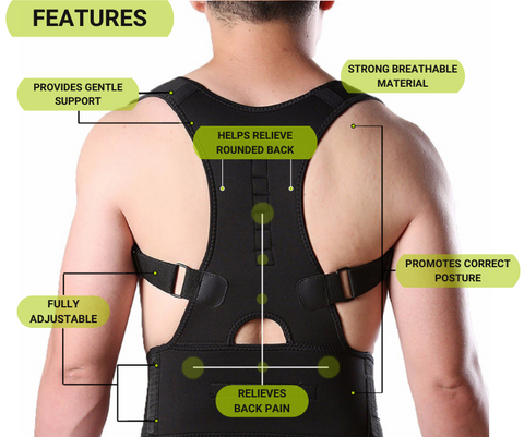 Thoracic Back Brace Posture Corrector, Magnetic Support for Neck