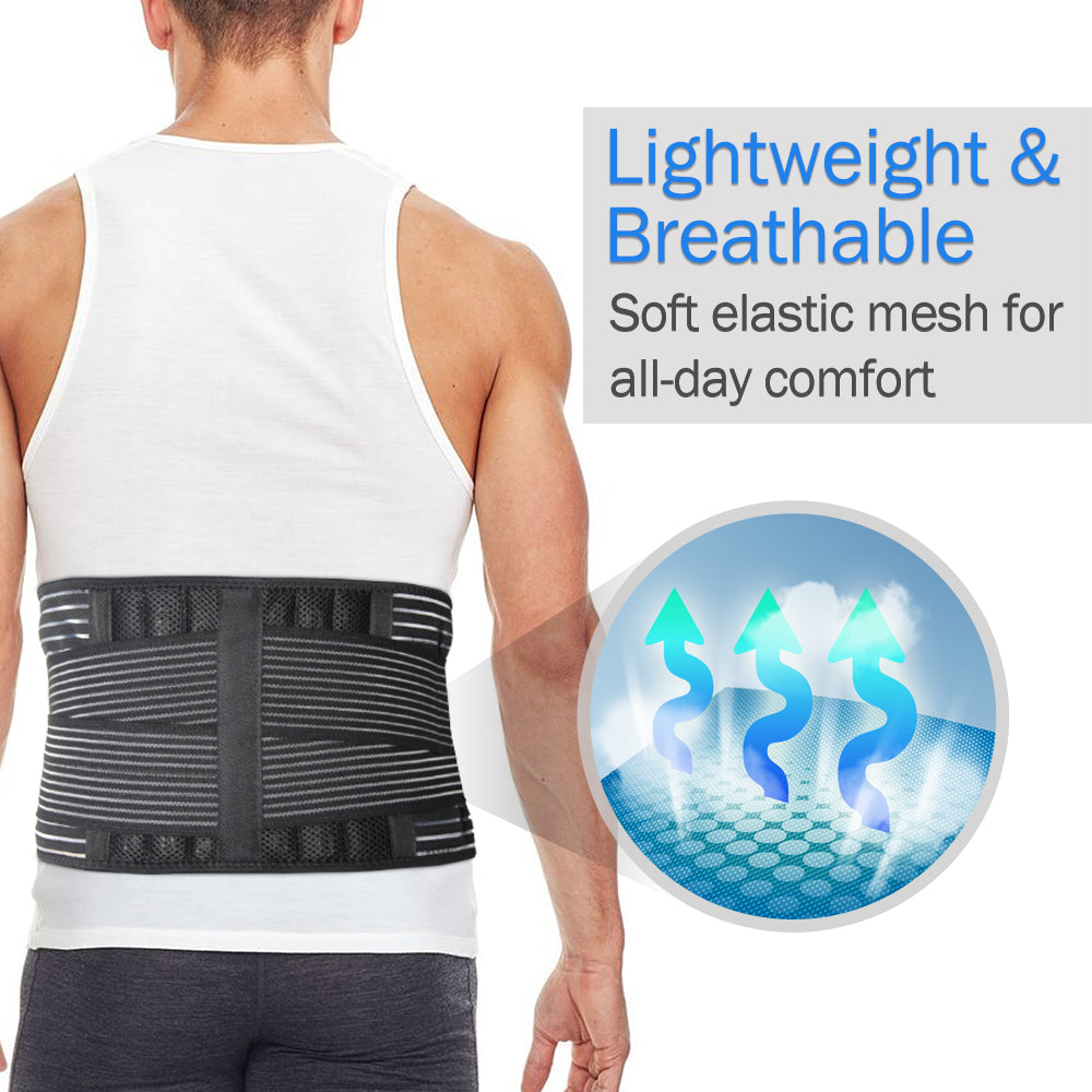 Lower Back Brace Lumbar Support - Adjustable Air Mesh Back Brace