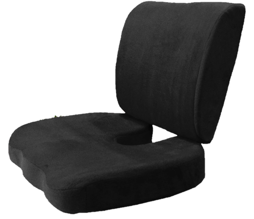 Orthopedic Comfort Memory Foam Coccyx Seat Pad and Back Support Set - The Natural Posture